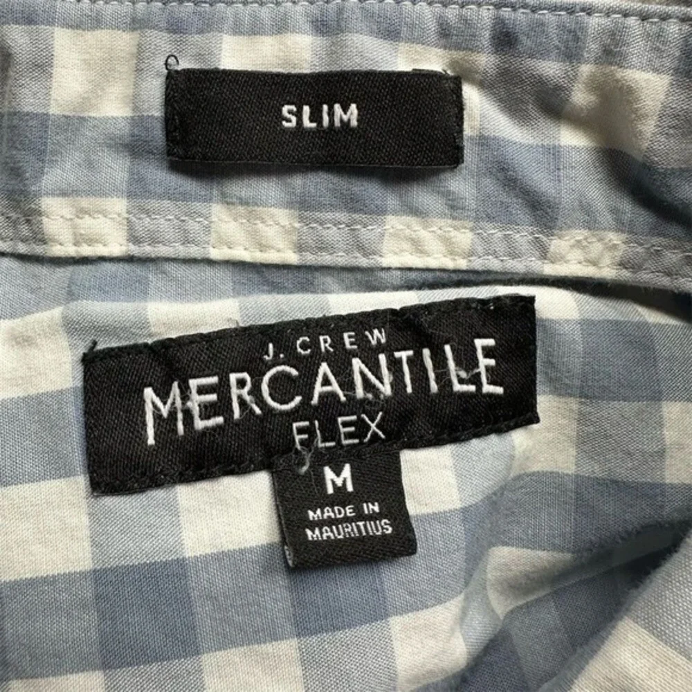 J.‎ Crew Mercantile Men's Slim Flex Casual Plaid Shirt Blue Medium Long Sleeve